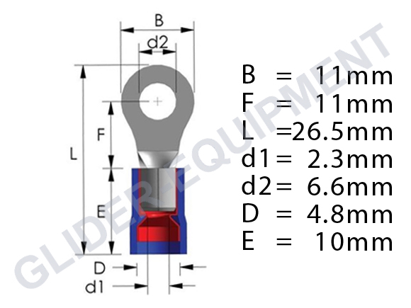 Tirex kabelschoen M6 / 1.5 - 2.5mm² blauw [D08052]